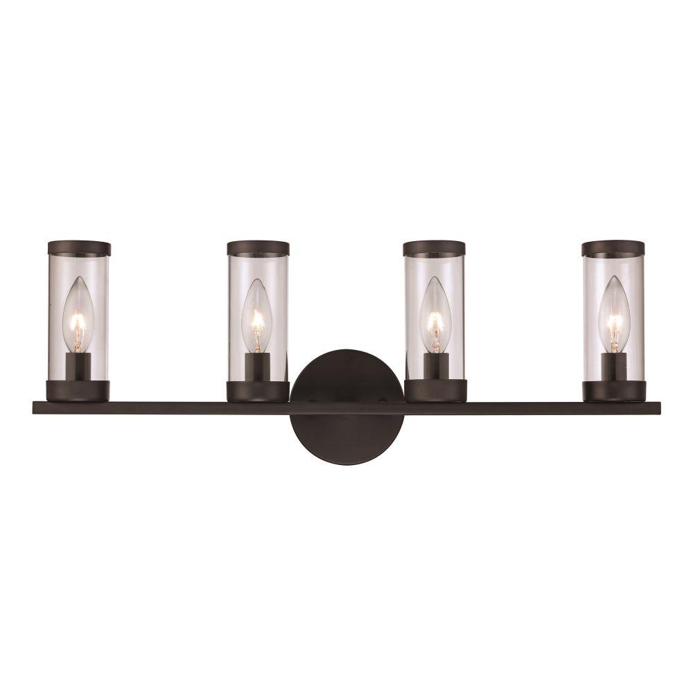 Trans Globe Lighting 71714 BK Fillmore 4 Light Vanity Candle Clear in Black